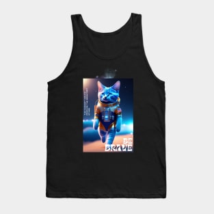 Cute funny  cat walk in space Tank Top